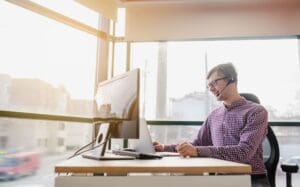 Sales Engineer on a call